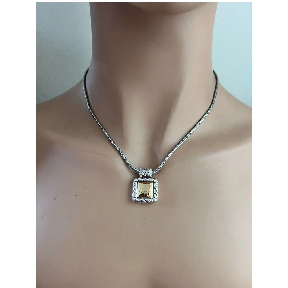 Brighton REGINA Silver Gold Pendant Necklace Reversible